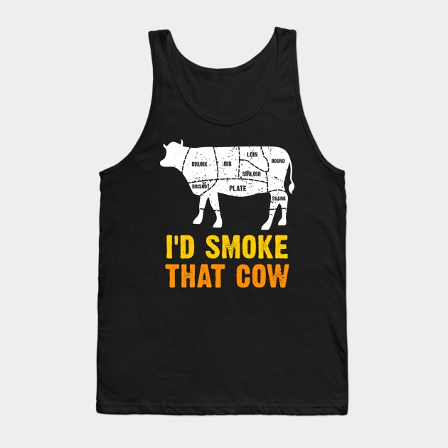 BBQ Smoke Cow Tank Top by JeZeDe